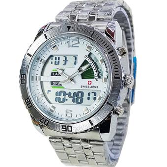 Swiss Army Dual Time - Jam Tangan Pria - Stainless Steel - SA 83 SP  