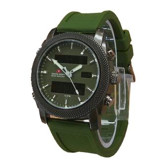 Swiss Army Dual Time Jam Tangan Pria - Tali Karet - Hijau - SA2188H  