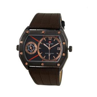 Swiss Army Dual Time Series - Hitam - Kulit - SA 4055M  