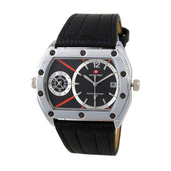 Swiss Army Dual Time Series - Hitam - Kulit - SA 4055M SS BL  