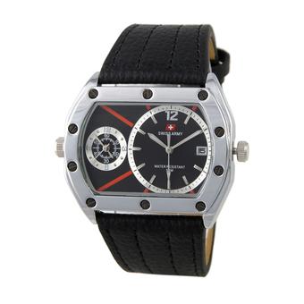 Swiss Army Dual Time Series - Hitam - Kulit - SA 4055MSS  