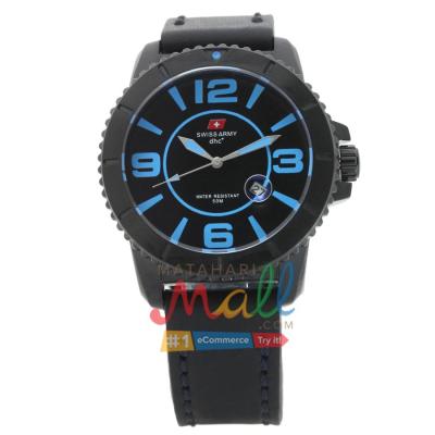 Swiss Army HCC-2030G Tali Kulit Hitam – Stainless Hitam – Tanggal – Dial Hitam