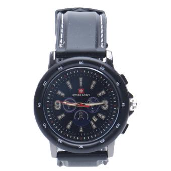 Swiss Army - Jam Tangan Analog Pria - Rubber Hitam - Dial Hitam - Bezel Hitam SAX 1019  