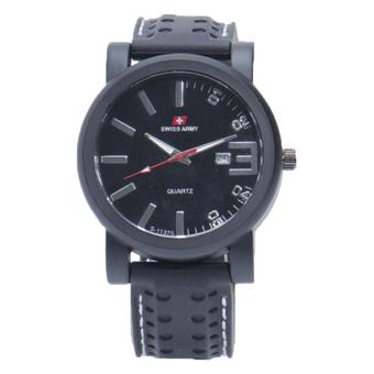 Swiss Army - Jam Tangan Analog Pria - Rubber Hitam - Dial Hitam - Bezel Hitam SAX 1011  