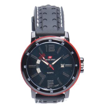 Swiss Army - Jam Tangan Analog Pria - Rubber Hitam - Dial Hitam - Bezel Hitam SAX 1017  