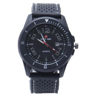 Swiss Army - Jam Tangan Analog Pria - Rubber Hitam - Dial Hitam - Bezel Hitam SAX 1007  