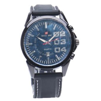 Swiss Army - Jam Tangan Analog Pria - Rubber Hitam - Dial Hitam - Bezel Hitam SAX 1015  