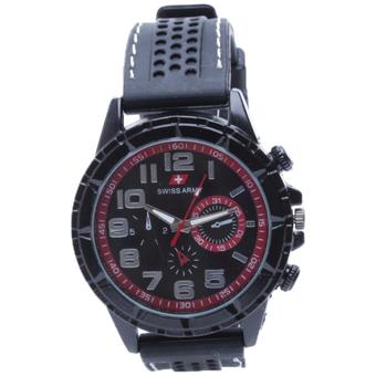 Swiss Army - Jam Tangan Analog Pria - Rubber Hitam - Dial Hitam - Bezel Hitam SAX 1095  