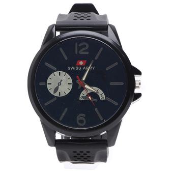 Swiss Army - Jam Tangan Analog Pria - Rubber Hitam - Dial Hitam - Bezel Hitam SAX 1204  