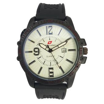 Swiss Army - Jam Tangan Analog Pria - Rubber Hitam - Dial Putih - Bezel Hitam SAX 1065  