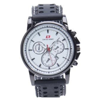 Swiss Army - Jam Tangan Analog Pria - Rubber Hitam - Dial Putih - Bezel Hitam SAX 1014  