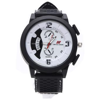 Swiss Army - Jam Tangan Analog Pria - Rubber Hitam - Dial Putih - Bezel Hitam SAX 1231  