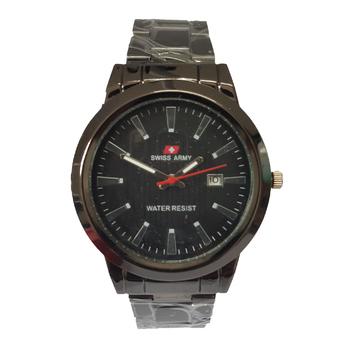 Swiss Army - Jam Tangan Analog Pria - Stainless Hitam - Dial Hitam - Bezel Hitam SAX 1054  