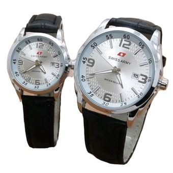 Swiss Army - Jam Tangan Couple - Leather Strap - SA 152 White Dial Couple  