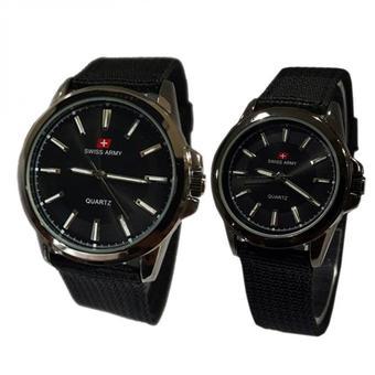 Swiss Army - Jam Tangan Couple Pria Wanita - Hitam - Strap Canvas - SA5092 - Hitam  