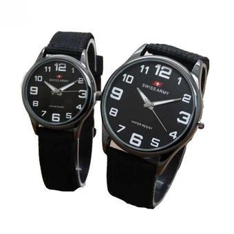 Swiss Army - Jam Tangan Couple Pria Wanita - Hitam - Strap Canvas - SA5093 BLACK  