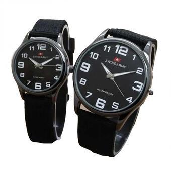 Swiss Army - Jam Tangan Couple Pria Wanita - Hitam - Strap Canvas - SA 5092 BLACK  