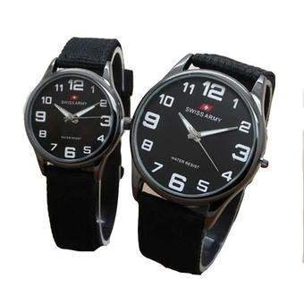 Swiss Army - Jam Tangan Couple Pria Wanita - Hitam - Strap Canvas - SA1988T  