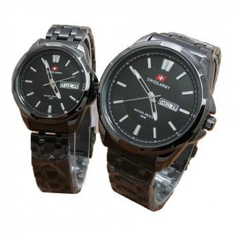 Swiss Army Jam Tangan Couple - SA 0015CP - Hitam - Stainless Steel  