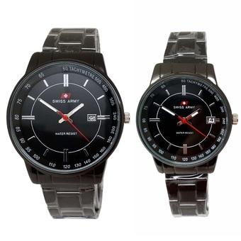 Swiss Army - Jam Tangan Couple - Stainless Hitam - Dial Hitam - SA 0041 CP  