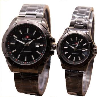 Swiss Army - Jam Tangan Couple - Stainless Steel - SA 1240 Black Couple  