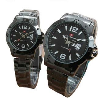 Swiss Army - Jam Tangan Couple - Stainless Steel - SA 1580 Full Black  