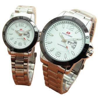 Swiss Army Jam Tangan Couple – Stainless Steel Strap - SA 8989 - SilverGrey  