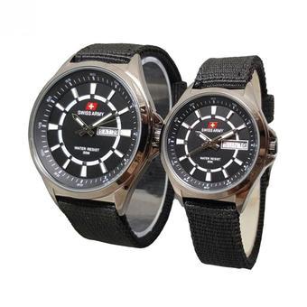 Swiss Army - Jam Tangan Couple - Strap Canvas - SA 1490 Black  