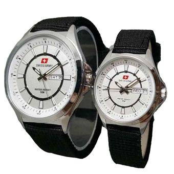 Swiss Army - Jam Tangan Couple - Strap Canvas - SA 1490 Silver WHITE  