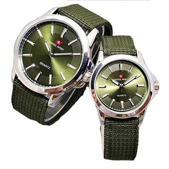 Swiss Army - Jam Tangan Couple - Strap Canvas - SA 1577 Green  