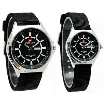 Swiss Army - Jam Tangan Couple - Strap Kanvas Hitam - Dial Hitam - SA 5086 CP  