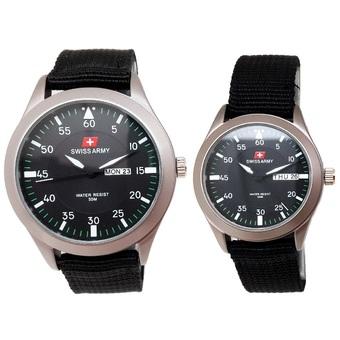 Swiss Army - Jam Tangan Couple - Strap Kanvas Hitam - Dial Hitam - SA 5034 CPL  