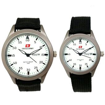 Swiss Army - Jam Tangan Couple - Strap Kanvas Hitam - Dial Hitam - SA 5034 D  