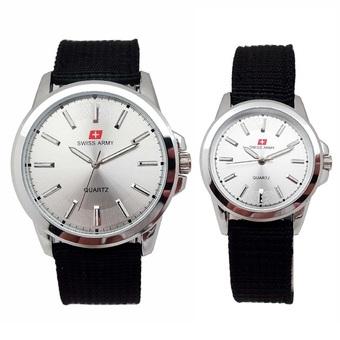 Swiss Army - Jam Tangan Couple - Strap Kanvas Hitam - Dial Putih - Sa 5092 P  