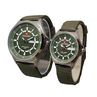 Swiss Army - Jam Tangan Couple - Strap Kanvas - SA 5096 CC Hijau  