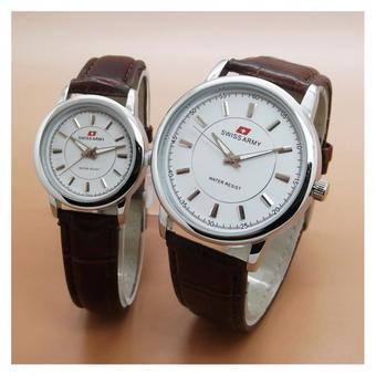 Swiss Army - Jam Tangan Couple - Strap Kulit Coklat SA567  