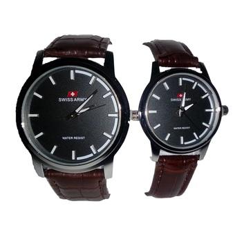 Swiss Army Jam Tangan Couple - Tali Kulit - Cokelat - SA1911  