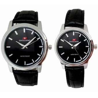 Swiss Army Jam Tangan Couple - Tali Kulit - Hitam - SA1911  