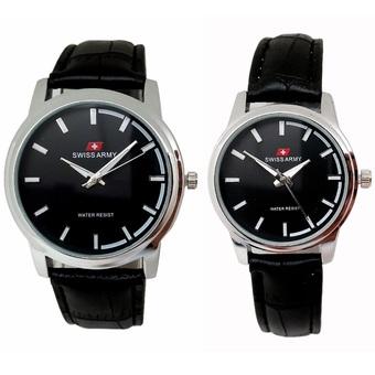 Swiss Army Jam Tangan Couple - Tali Kulit - Hitam - SA1911 black  