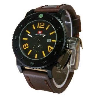 Swiss Army - Jam Tangan Kasual Pria - Leather Strap - SA 1824 DB - Dark Brown  