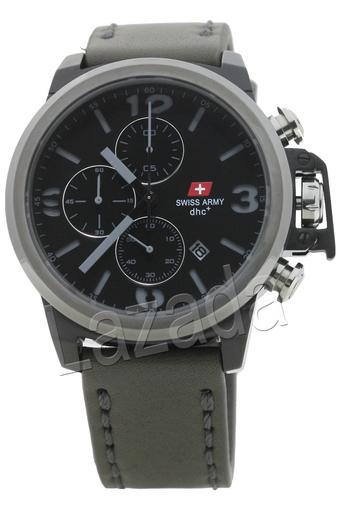 Swiss Army - Jam Tangan Pria - Abu-Abu-Hitam - Strap Kulit Abu-Abu - SA 2199 M  