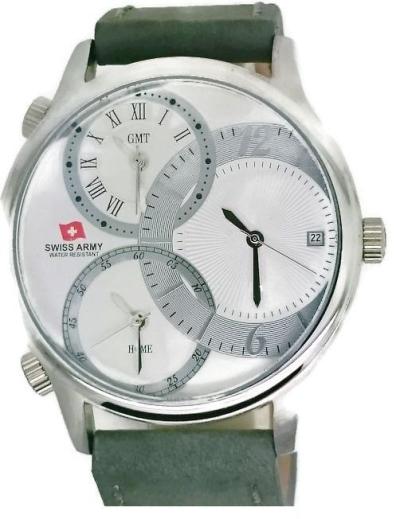 Swiss Army Jam Tangan Pria Abu-abu Leather Strap SA 1165