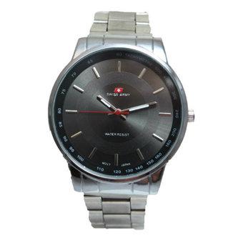 Swiss Army Jam Tangan Pria - Bezel Hitam - Silver - Stainless Steel Back - SA 2199 M  