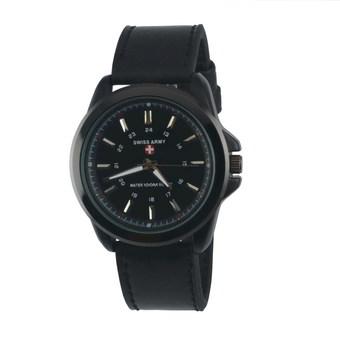 Swiss Army - Jam Tangan Pria - Body Black - Black Dial - Black Leatehr Strap - SA3821C-Kulit Hitam  