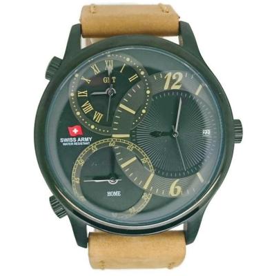 Swiss Army Jam Tangan Pria Coklat Hitam Leather Strap SA 1165