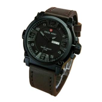 Swiss Army - Jam Tangan Pria - Coklat Tua Jarum Abu - Strap Kulit - SA 7169  