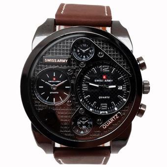 Swiss Army - Jam Tangan Pria - Coklat Tua - Strap Kulit - SA 91001 L  