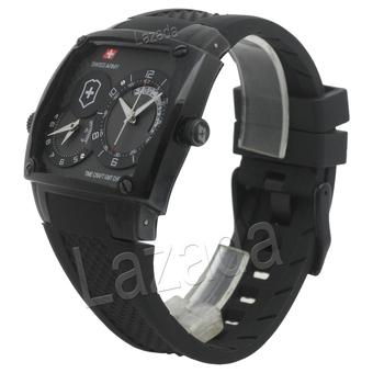 Swiss Army Jam Tangan Pria - Hitam Abu - SS Hitam - Karet Hitam - SA 71688 MA  