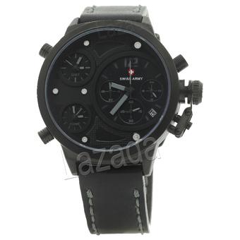 Swiss Army Jam Tangan Pria - Hitam Abu - Stainless Steel Hitam - Kulit Hitam - PMG 120  