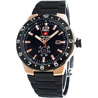 Swiss Army - Jam Tangan Pria - Hitam Gold - Strap Stainless - SA-2020 - Gold Hitam  